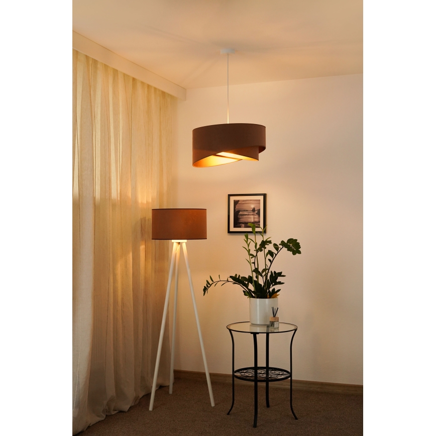 Brilagi - LED pendel LYRA 1xE27/15W/230V brun/guldfarvet