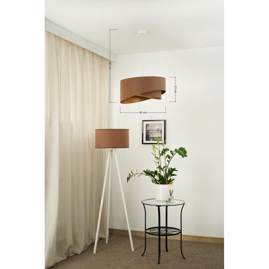 Brilagi - LED pendel LYRA 1xE27/15W/230V brun/guldfarvet