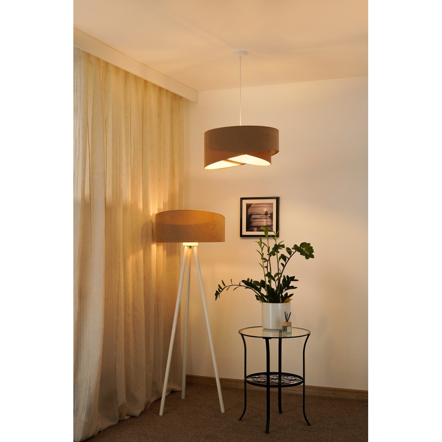 Brilagi - LED pendel LYRA 1xE27/15W/230V brun/hvid