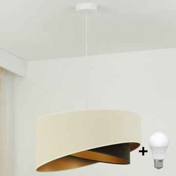 Brilagi - LED pendel LYRA 1xE27/15W/230V cremefarvet/sort/guldfarvet