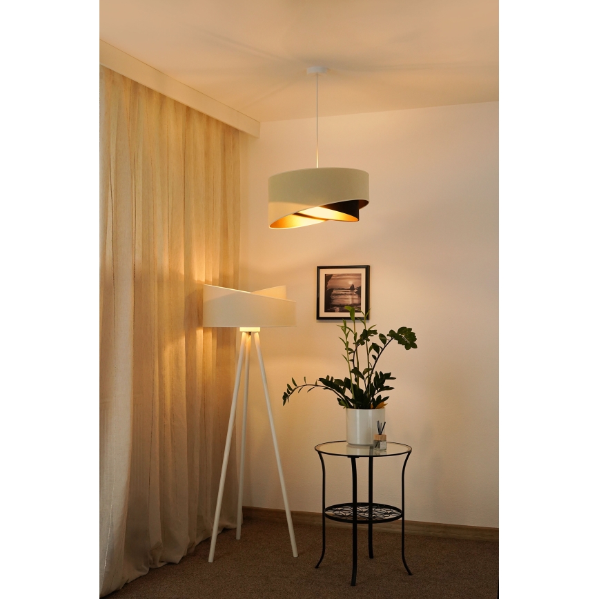 Brilagi - LED pendel LYRA 1xE27/15W/230V cremefarvet/sort/guldfarvet