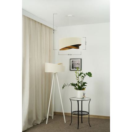 Brilagi - LED pendel LYRA 1xE27/15W/230V cremefarvet/sort/guldfarvet