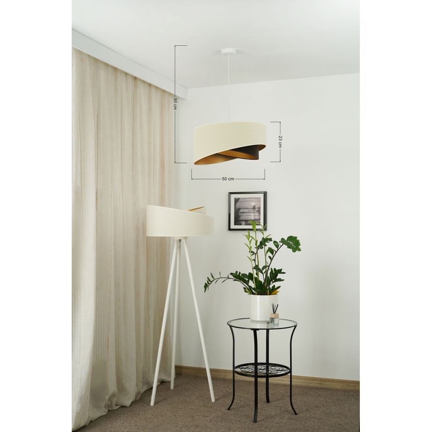 Brilagi - LED pendel LYRA 1xE27/15W/230V cremefarvet/sort/guldfarvet