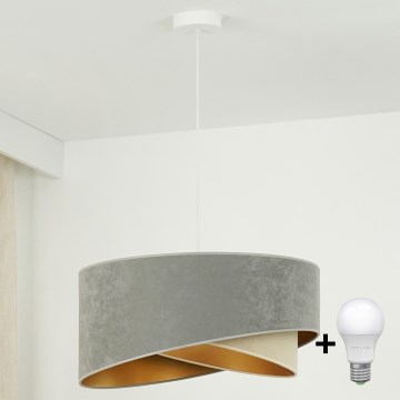Brilagi - LED pendel LYRA 1xE27/15W/230V grå/beige/guldfarvet