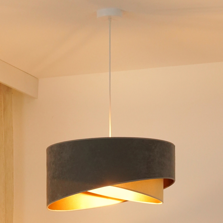 Brilagi - LED pendel LYRA 1xE27/15W/230V grå/beige/guldfarvet