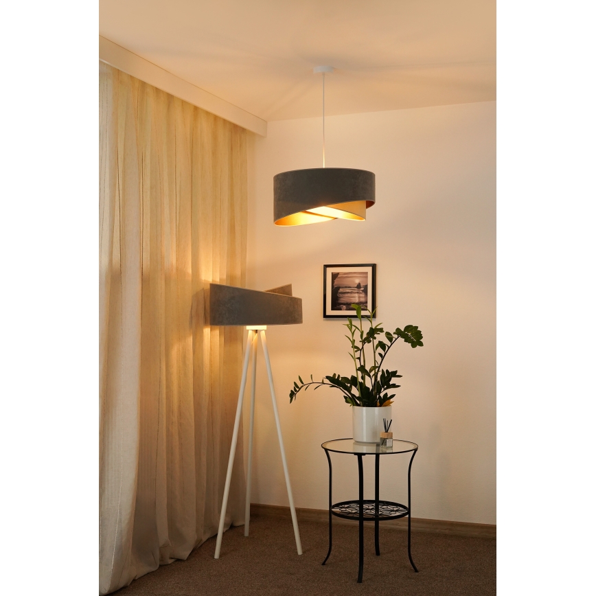 Brilagi - LED pendel LYRA 1xE27/15W/230V grå/beige/guldfarvet