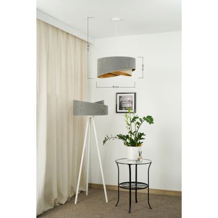 Brilagi - LED pendel LYRA 1xE27/15W/230V grå/beige/guldfarvet
