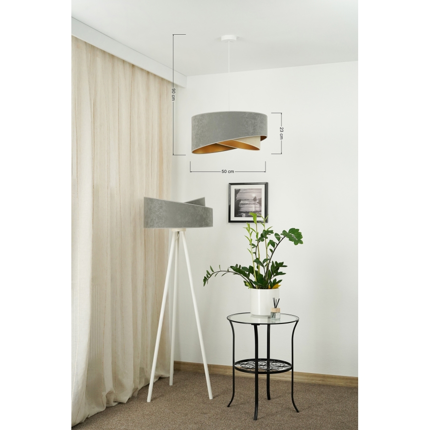 Brilagi - LED pendel LYRA 1xE27/15W/230V grå/beige/guldfarvet