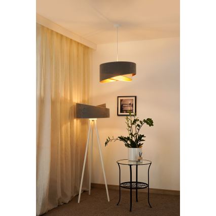 Brilagi - LED pendel LYRA 1xE27/15W/230V grå/cremefarvet/guldfarvet