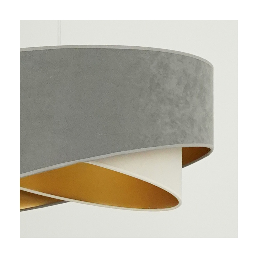 Brilagi - LED pendel LYRA 1xE27/15W/230V grå/cremefarvet/guldfarvet