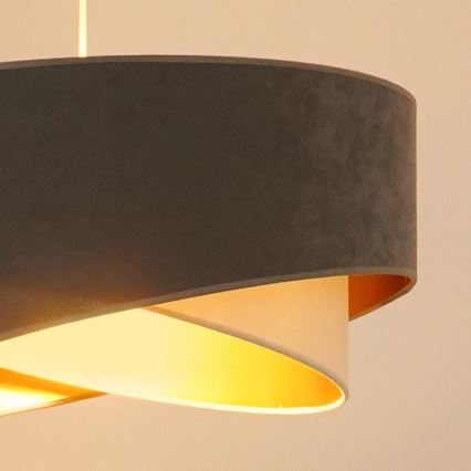 Brilagi - LED pendel LYRA 1xE27/15W/230V grå/cremefarvet/guldfarvet
