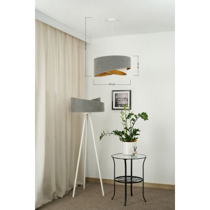 Brilagi - LED pendel LYRA 1xE27/15W/230V grå/cremefarvet/guldfarvet