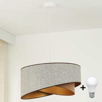 Brilagi - LED pendel LYRA 1xE27/15W/230V grå/cremefarvet/guldfarvet