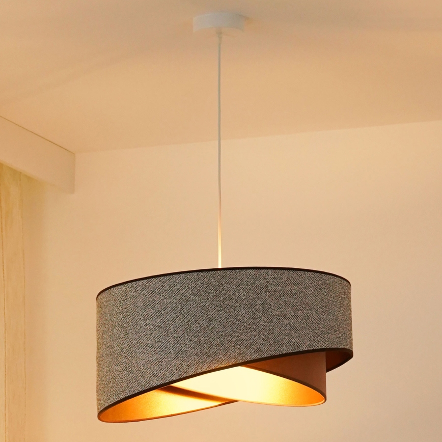Brilagi - LED pendel LYRA 1xE27/15W/230V grå/cremefarvet/guldfarvet