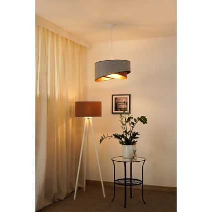 Brilagi - LED pendel LYRA 1xE27/15W/230V grå/cremefarvet/guldfarvet