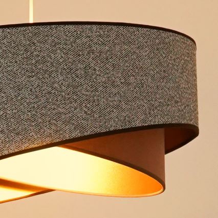 Brilagi - LED pendel LYRA 1xE27/15W/230V grå/cremefarvet/guldfarvet