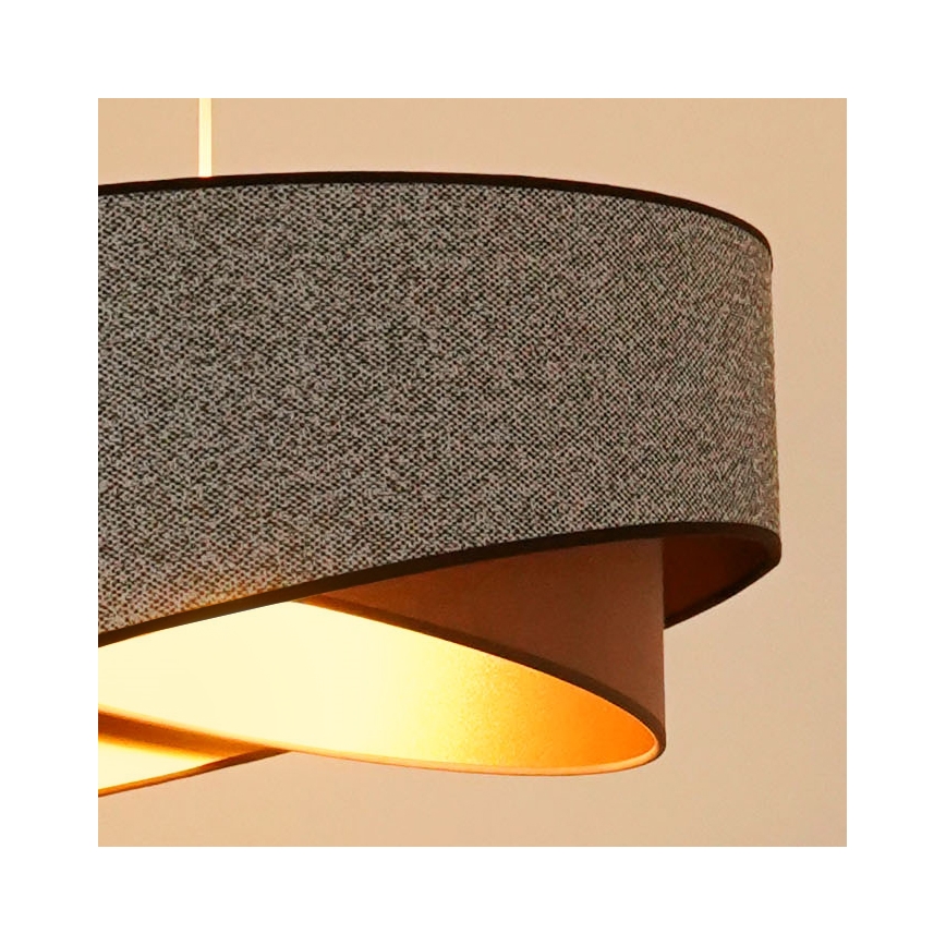 Brilagi - LED pendel LYRA 1xE27/15W/230V grå/cremefarvet/guldfarvet