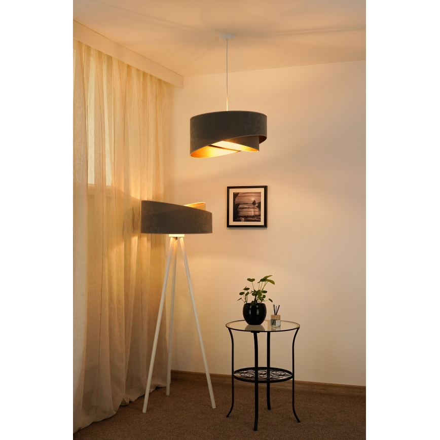 Brilagi - LED pendel LYRA 1xE27/15W/230V grå/guldfarvet