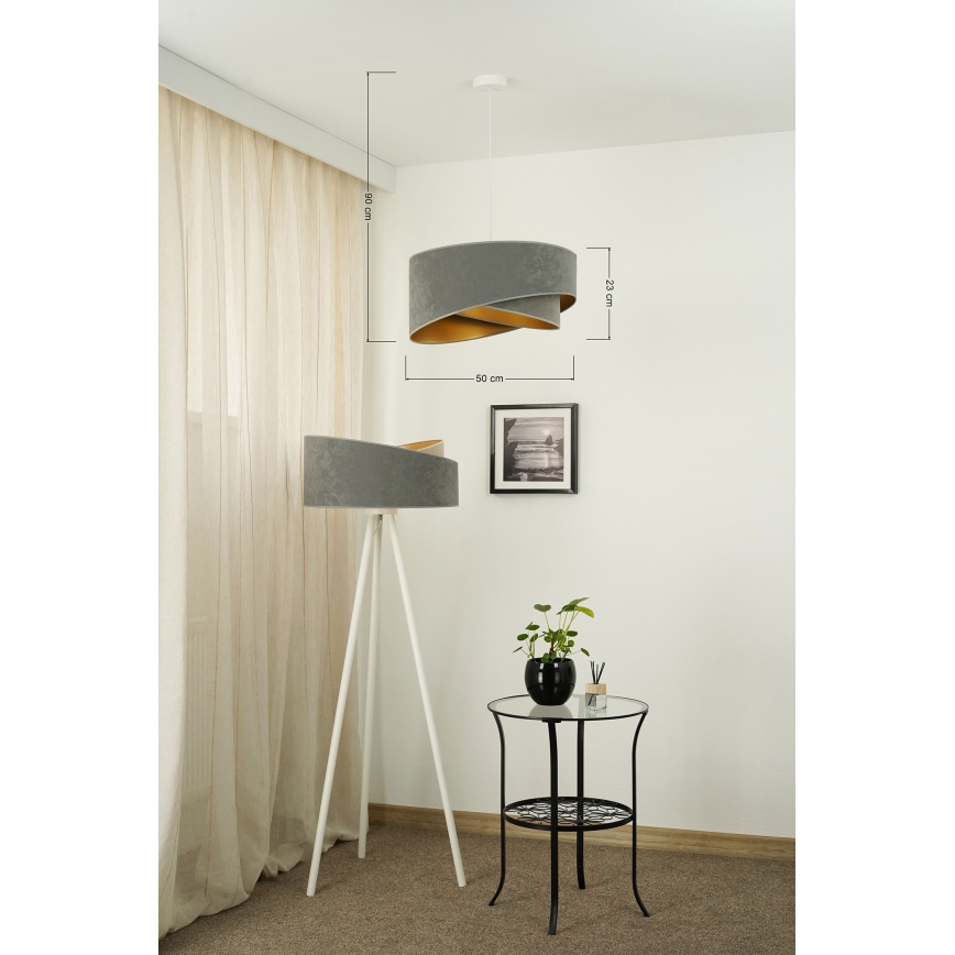 Brilagi - LED pendel LYRA 1xE27/15W/230V grå/guldfarvet