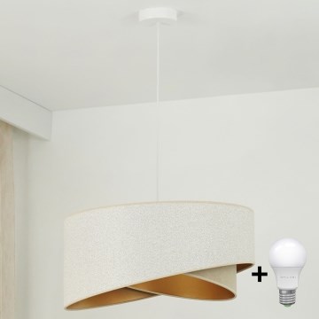 Brilagi - LED pendel LYRA 1xE27/15W/230V hvid/beige/guldfarvet