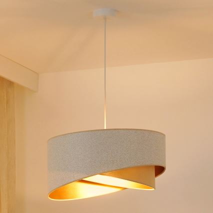 Brilagi - LED pendel LYRA 1xE27/15W/230V hvid/beige/guldfarvet