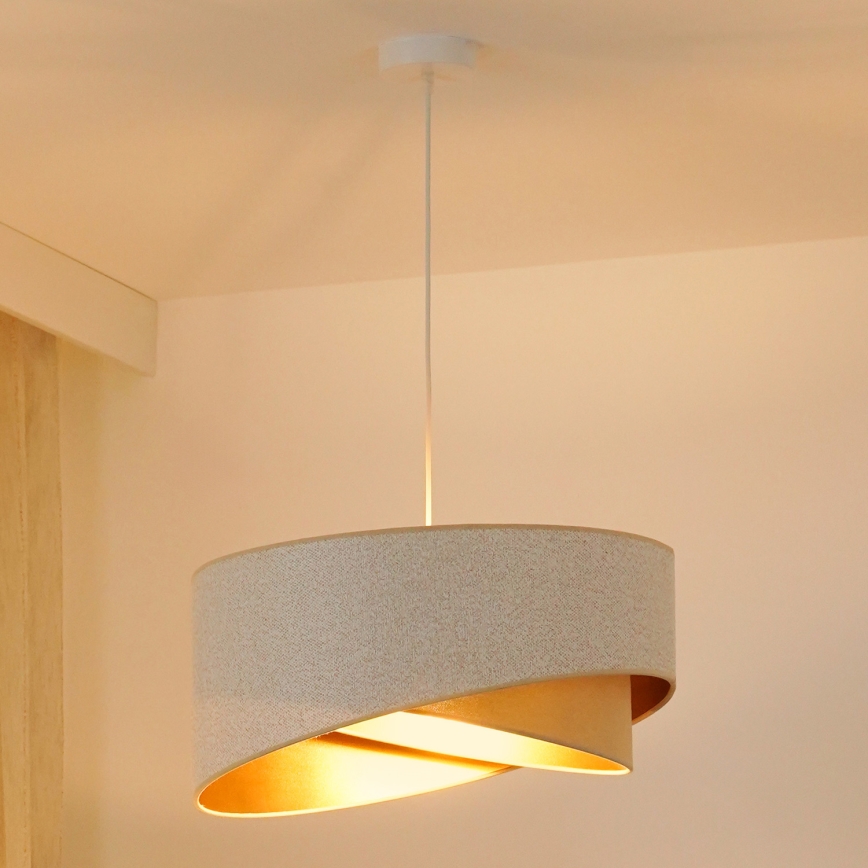 Brilagi - LED pendel LYRA 1xE27/15W/230V hvid/beige/guldfarvet