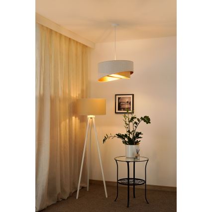 Brilagi - LED pendel LYRA 1xE27/15W/230V hvid/beige/guldfarvet