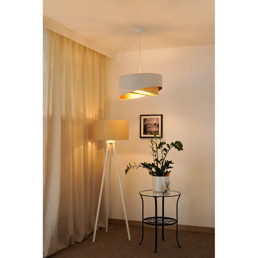 Brilagi - LED pendel LYRA 1xE27/15W/230V hvid/beige/guldfarvet