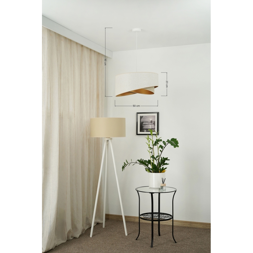 Brilagi - LED pendel LYRA 1xE27/15W/230V hvid/beige/guldfarvet