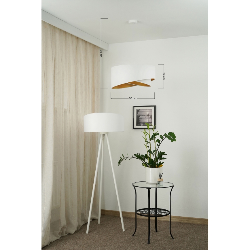 Brilagi - LED pendel LYRA 1xE27/15W/230V hvid/guldfarvet