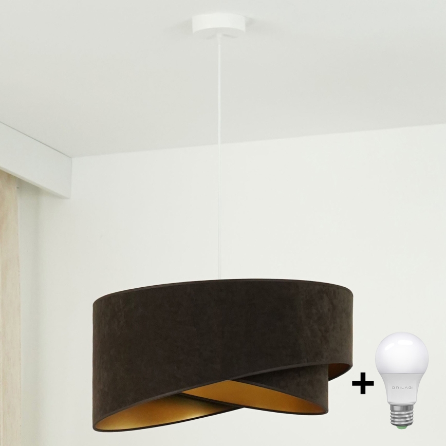 Brilagi - LED pendel LYRA 1xE27/15W/230V mørkebrun/guldfarvet