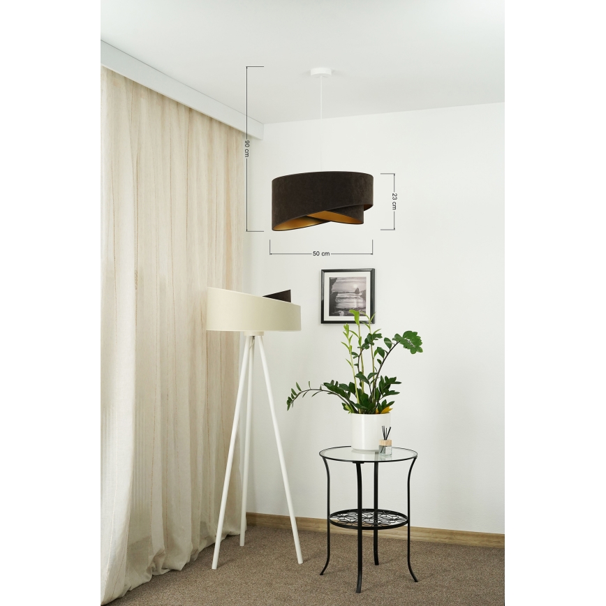 Brilagi - LED pendel LYRA 1xE27/15W/230V mørkebrun/guldfarvet