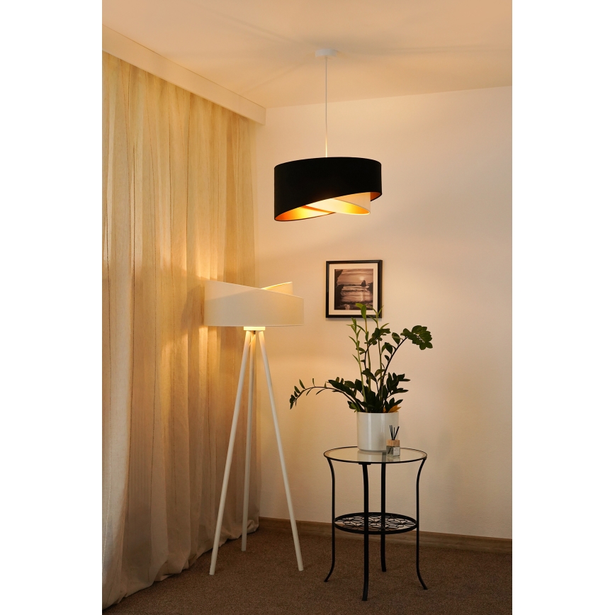 Brilagi - LED pendel LYRA 1xE27/15W/230V sort/cremefarvet/guldfarvet