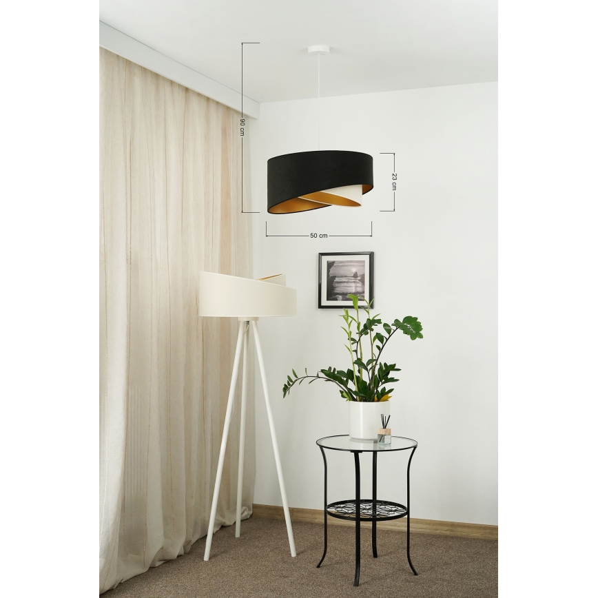 Brilagi - LED pendel LYRA 1xE27/15W/230V sort/cremefarvet/guldfarvet