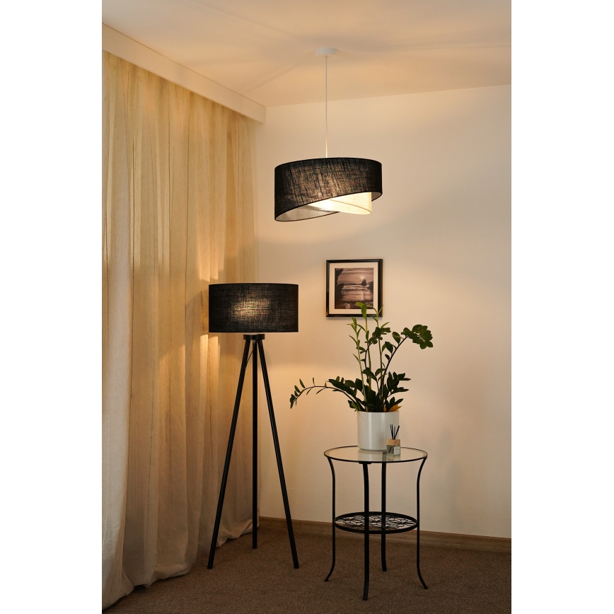 Brilagi - LED pendel LYRA 1xE27/15W/230V sort/cremefarvet