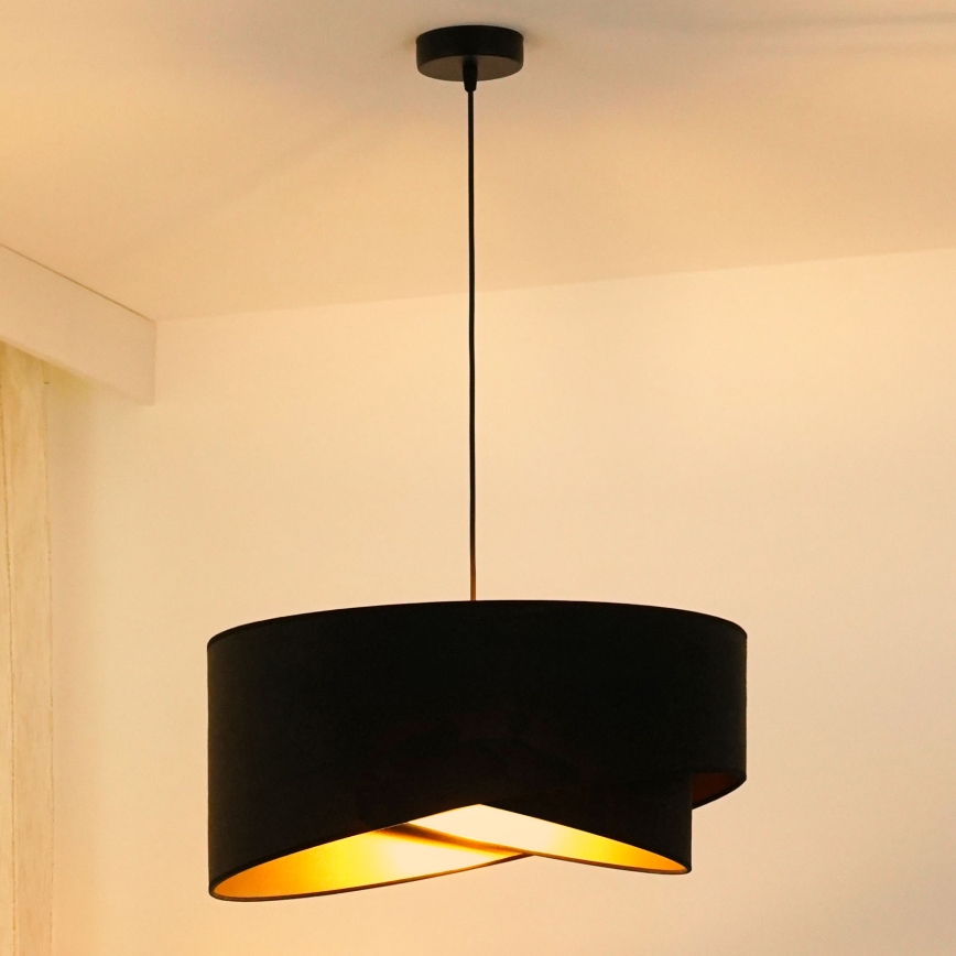 Brilagi - LED pendel LYRA 1xE27/15W/230V sort/guldfarvet