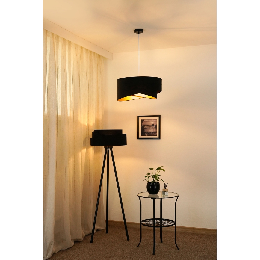 Brilagi - LED pendel LYRA 1xE27/15W/230V sort/guldfarvet