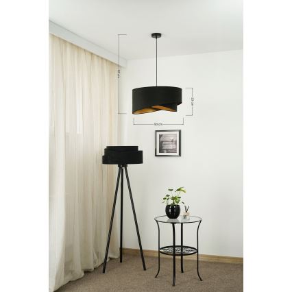 Brilagi - LED pendel LYRA 1xE27/15W/230V sort/guldfarvet