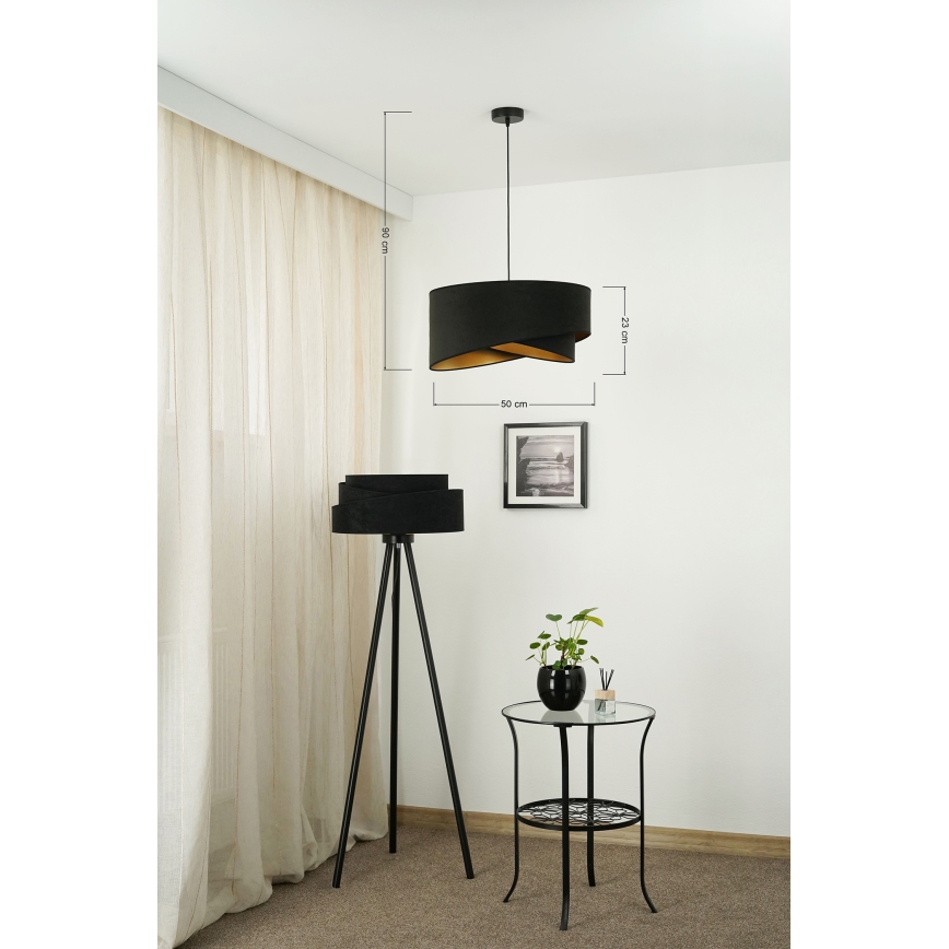 Brilagi - LED pendel LYRA 1xE27/15W/230V sort/guldfarvet