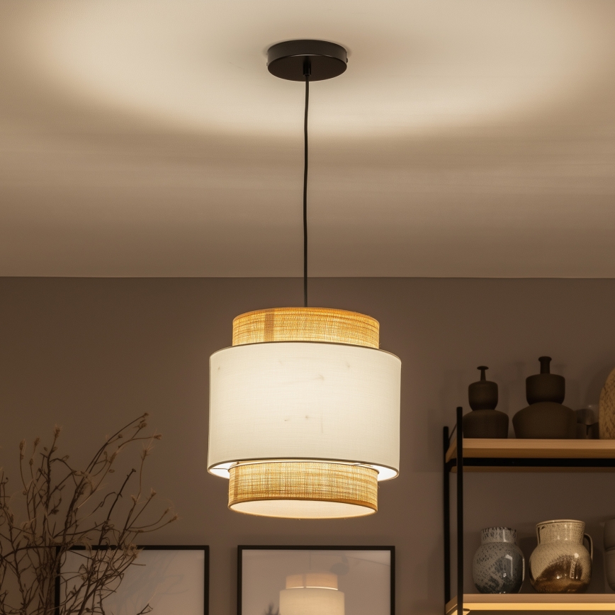 Brilagi - LED-pendel med kabel CERIA 1xE27/40W/230V Ø 30 cm sort/beige/hvid