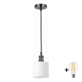 BRILAGI - LED-pendel med kabel RETRO GLASS 1xE27/60W/230V Ø 10 cm sort/hvid
