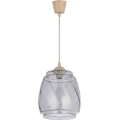 Brilagi - LED-pendel med kabel RETRO GLASS 1xE27/60W/230V Ø 26 cm beige/røggrå