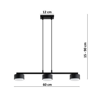 Brilagi - LED-pendel med kabelophæng MONO 3xGX53/30W/230V sort