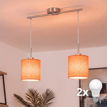 Brilagi - LED-pendel med kabelophæng NUBILA 2xE27/60W/230V orange