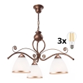 Brilagi - LED Pendel med kædeophæng ANTICO 3xE27/60W/230V bronzefarvet patina