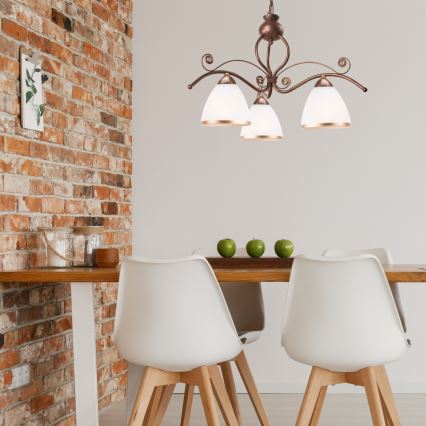 Brilagi - LED Pendel med kædeophæng ANTICO 3xE27/60W/230V bronzefarvet patina