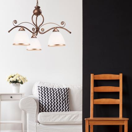 Brilagi - LED Pendel med kædeophæng ANTICO 3xE27/60W/230V bronzefarvet patina