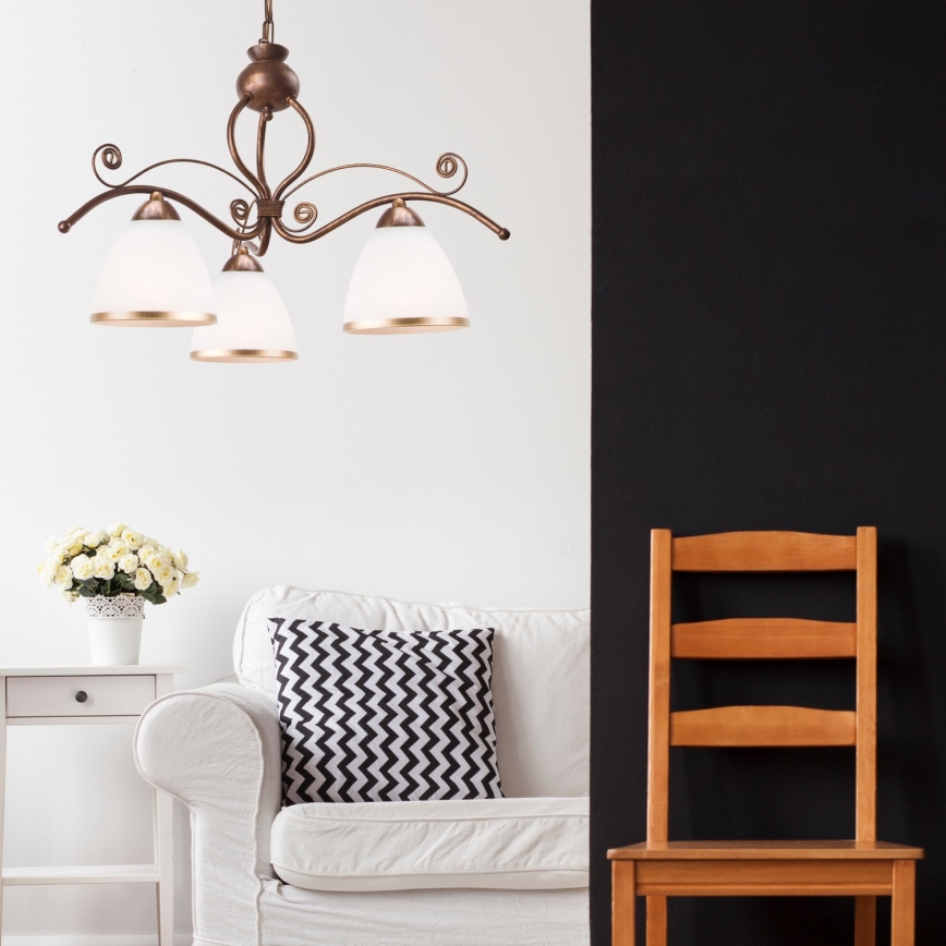 Brilagi - LED Pendel med kædeophæng ANTICO 3xE27/60W/230V bronzefarvet patina