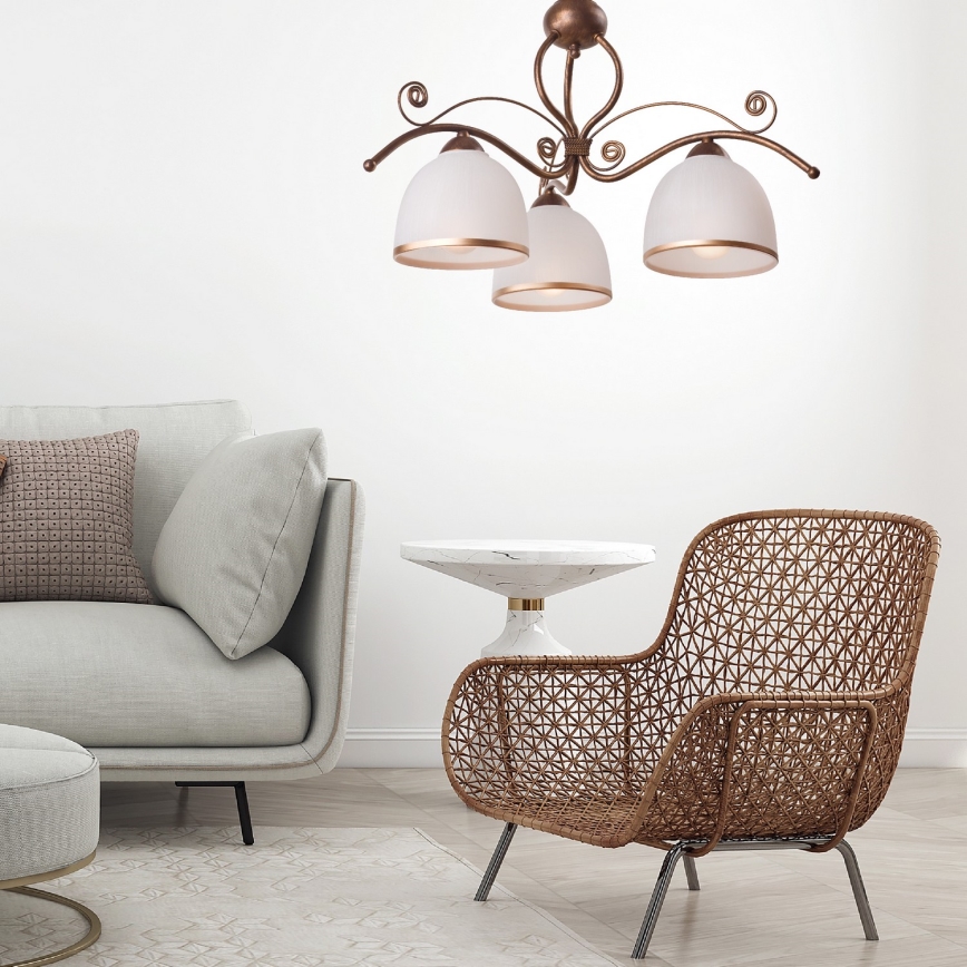 Brilagi - LED Pendel med kædeophæng ANTICO 3xE27/60W/230V bronzefarvet patina