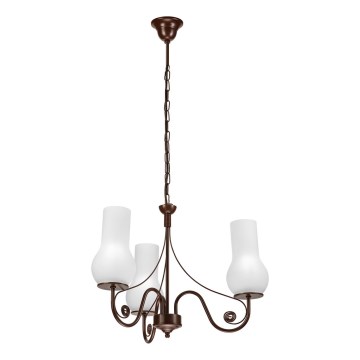 Brilagi - LED Pendel med kædeophæng COTTAGE 3xE14/40W/230V brun/hvid